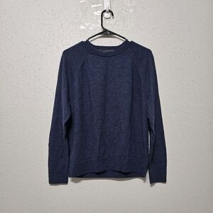 Banana Republic Italian Merino Wool Sweater Large Blue Crewneck Lightweight Knit